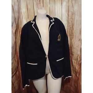 Lauren Ralph Lauren Navy/White Long Sleeve 1 Button Cardigan Sz XL‍‍‍‍‍‍‍‍‍‍‍‍‍